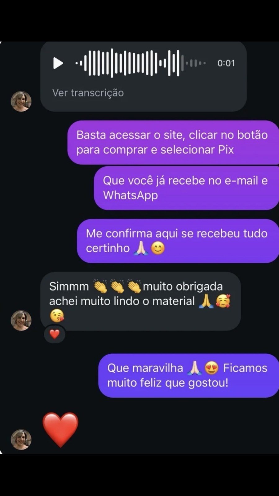 Depoimento de Cliente confirmando o acesso pelo WhatsApp