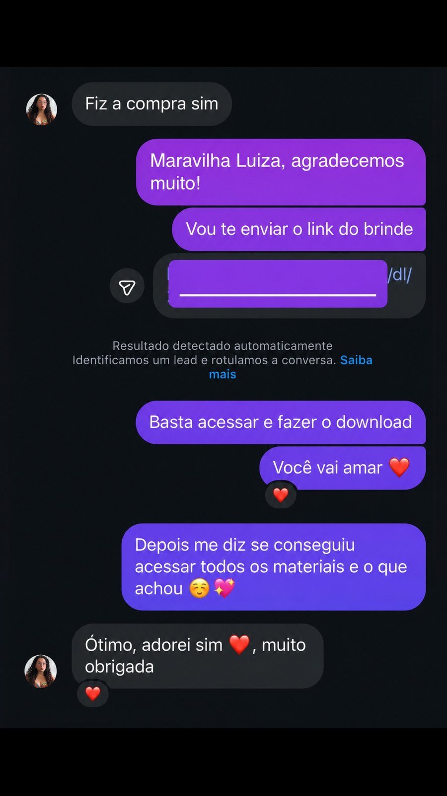 Depoimento de Cliente recebendo o brinde após a compra